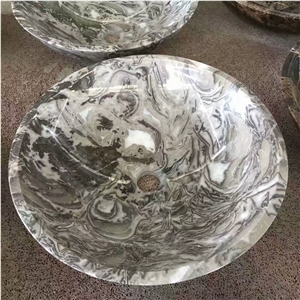 Gris Fossil Marble Sinks, Seashell Grey Marble Round Basins