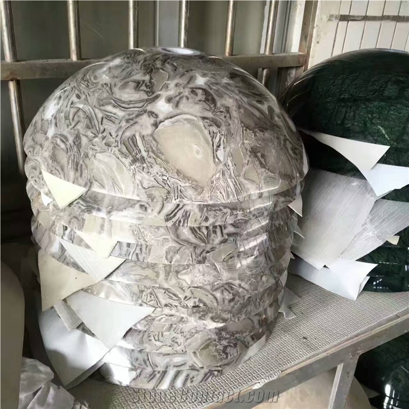 Gris Fossil Marble Sinks, Seashell Grey Marble Round Basins