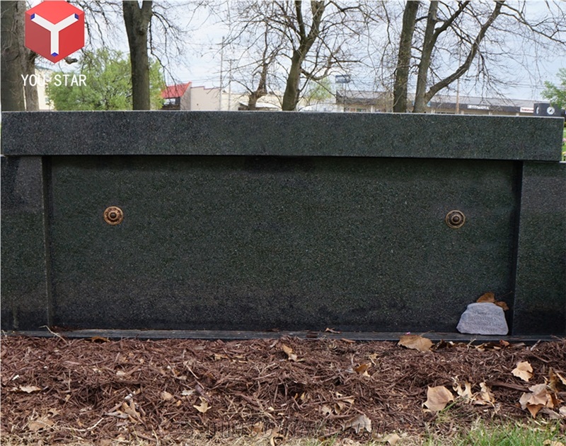 Two Crypts Private Mausoleum Natural Gray Granite with Polished
