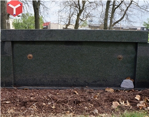 Two Crypts Private Mausoleum Natural Gray Granite with Polished