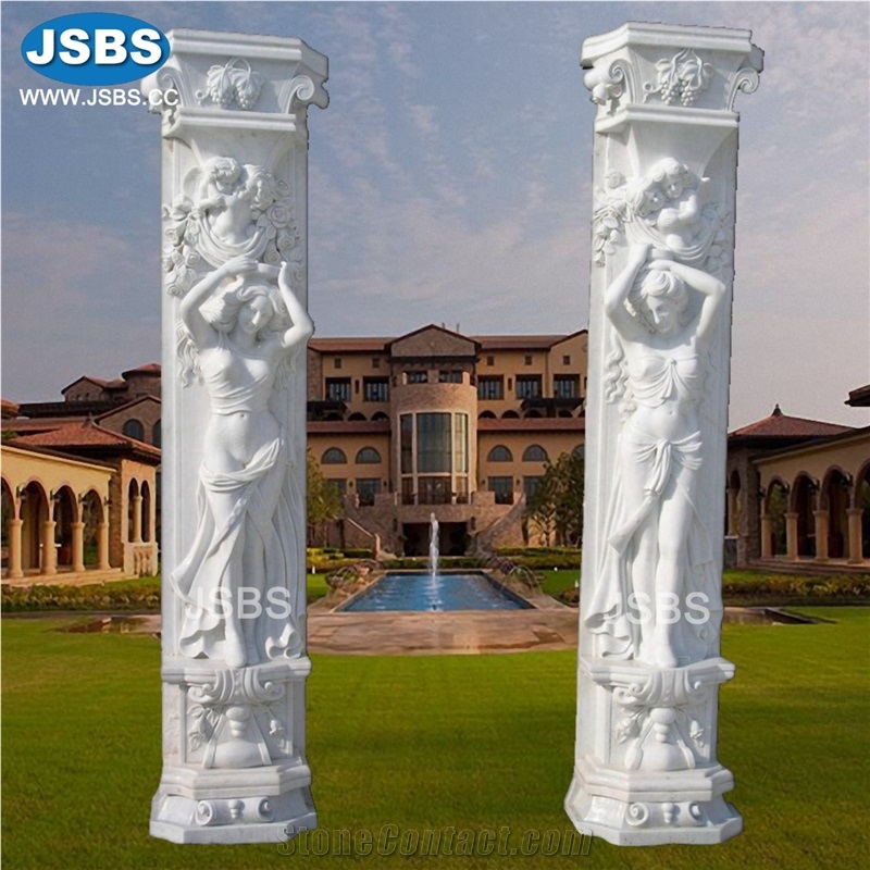 Stone Carved Roman Sculptured Column Pillars