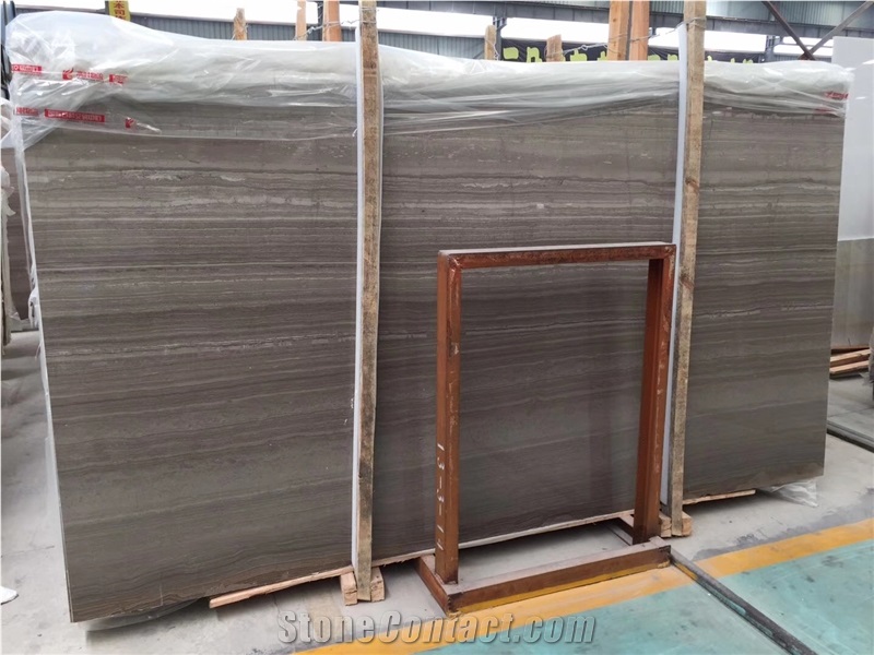 Chinese Grey Serpeggiant Eramosa Coffee Brown Wood Marble Slabs