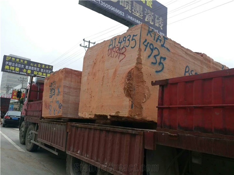 Azarshahr Red Travertine Block