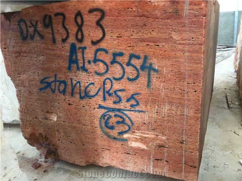Azarshahr Red Travertine Block