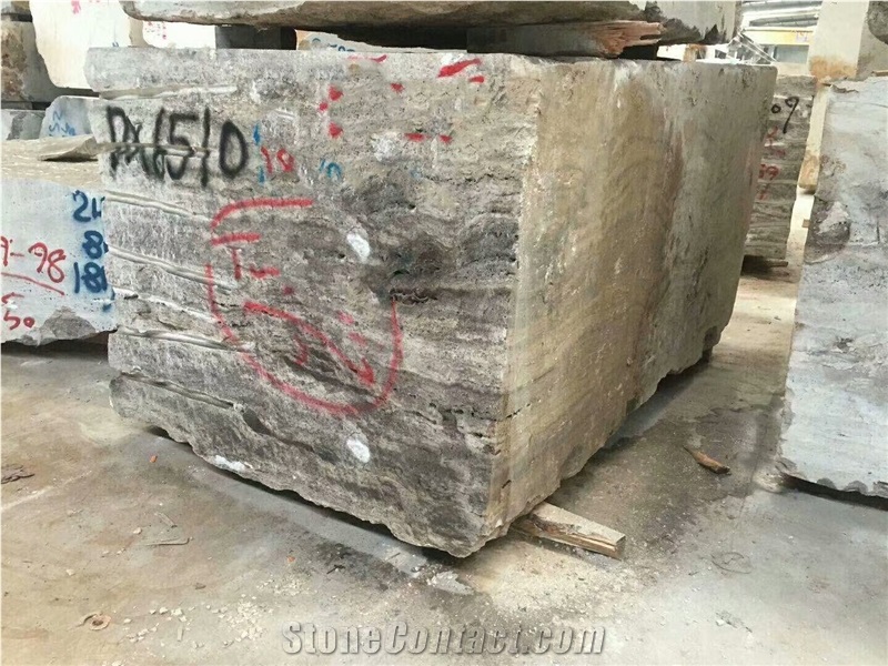 Tajrish Travertine Blocks, Dark Silver Gray Travertine Raw Blocks