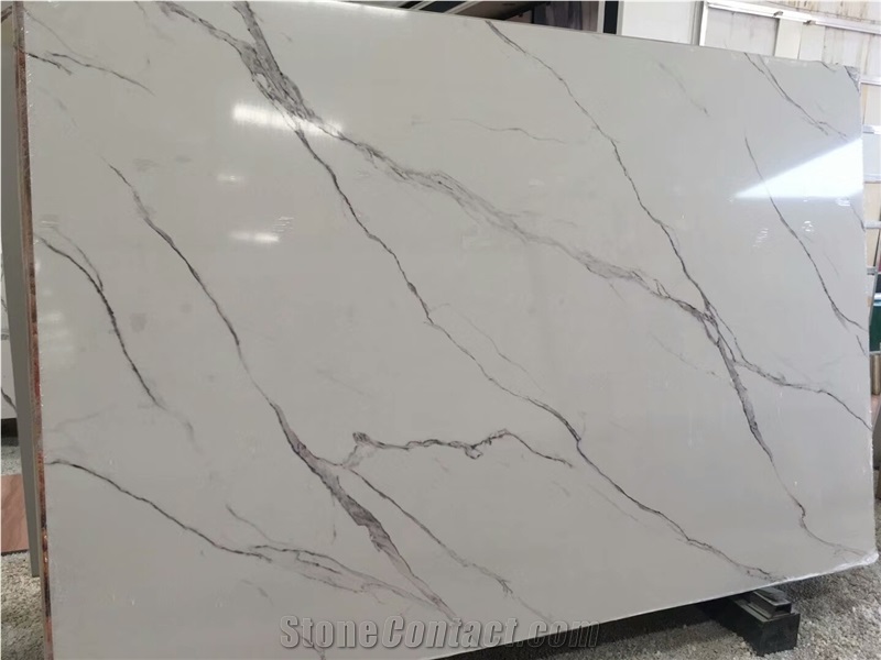 White Bianco Calacatta Artificial Stone for Wall and Floor Covering