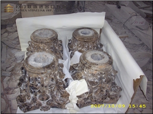 Dark Emperador Brown Marble Column Base Sculptured Dark Emperador Brown Marble Column Base Sculptured