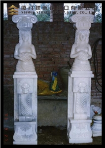 Snow White Marble Column, Roman Column,Marble Pill