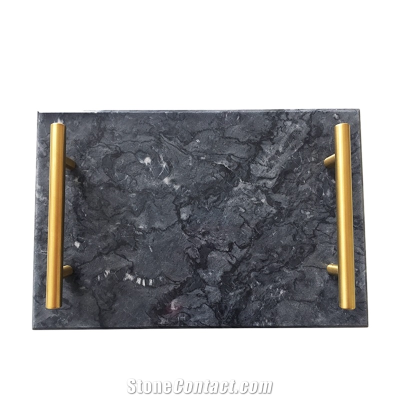 China Oriental White Rectangle Marble Serving Tray