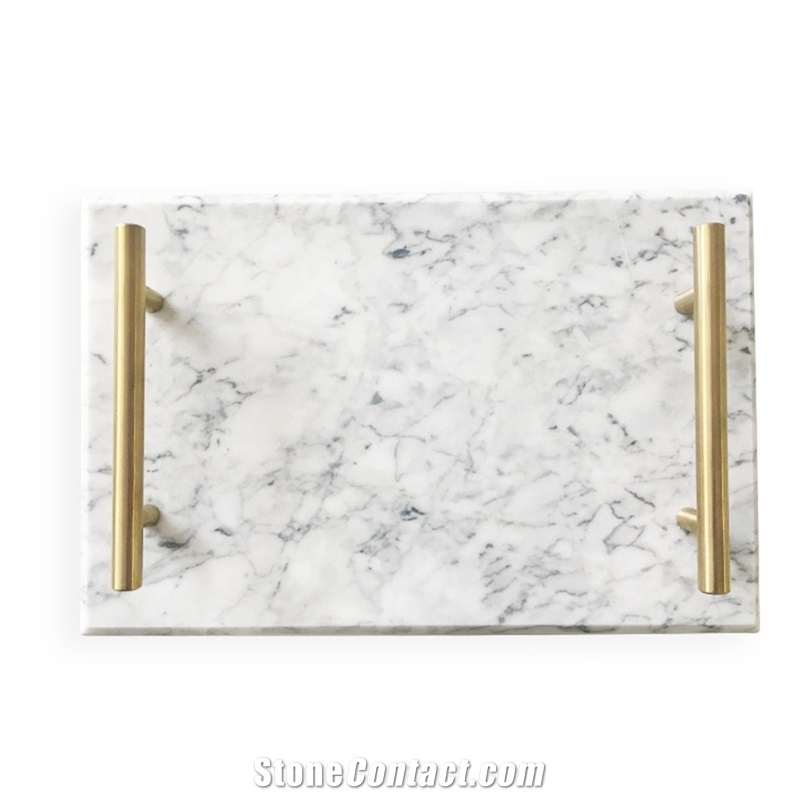 China Oriental White Rectangle Marble Serving Tray