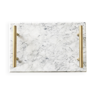 China Oriental White Rectangle Marble Serving Tray