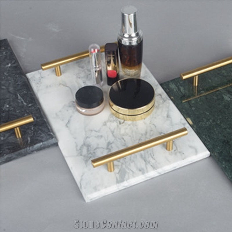 China Oriental White Rectangle Marble Serving Tray