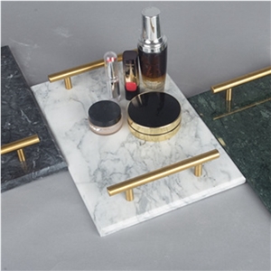 China Oriental White Rectangle Marble Serving Tray