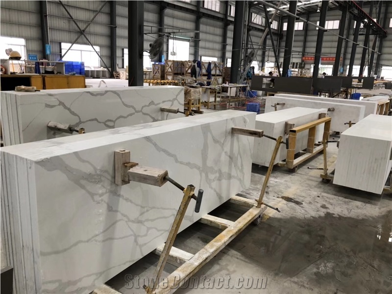 Calacatta White Quartz Slabs, Tiles for Countertops
