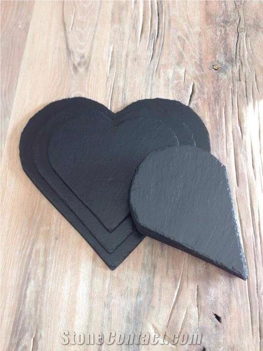 Natural Heart Shape Slate Cheese Cutting Board