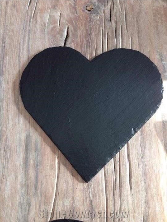 Natural Heart Shape Slate Cheese Cutting Board