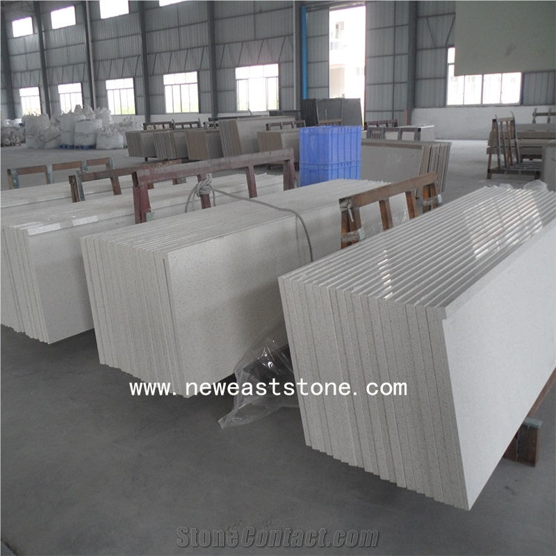Sparkle White Artificial Quartz Kitchen Countertop