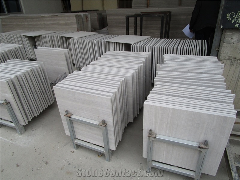 White Wooden Marble Floor Tiles