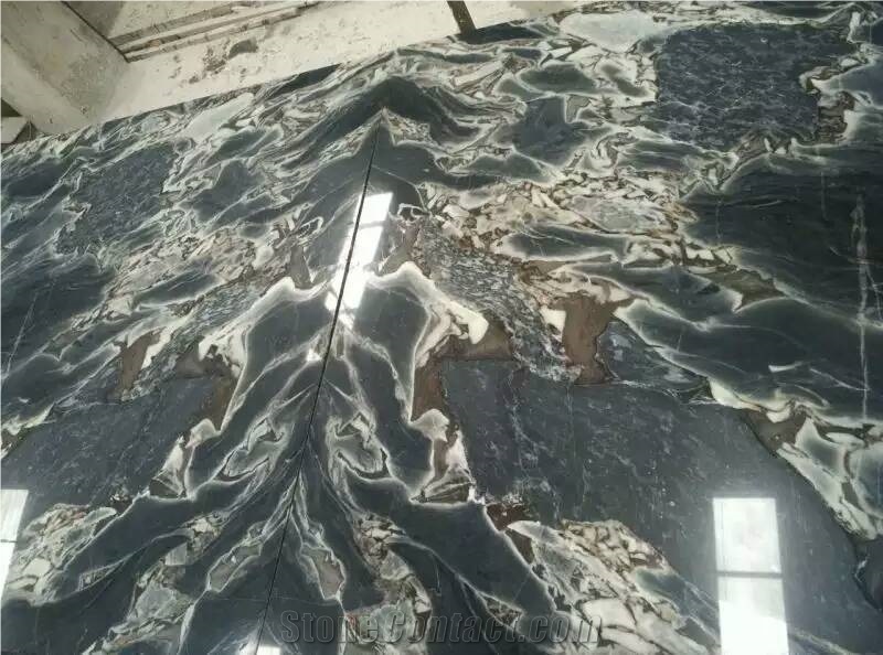 Royal Blue Marble Slab,Cloud Blue Black Marble