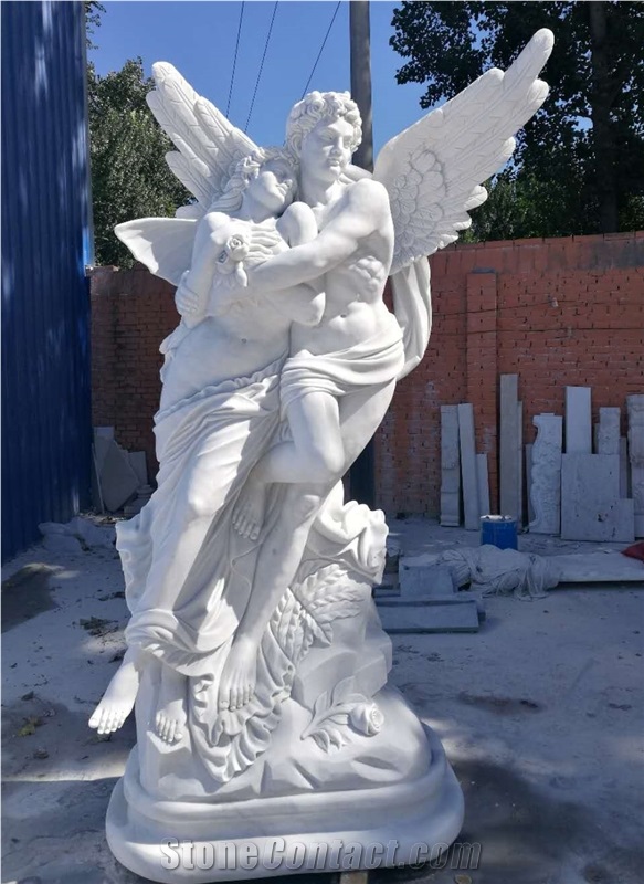 China White Marble Angel Sculptures Garden Statues