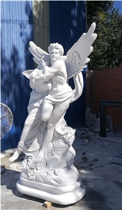 China White Marble Angel Sculptures Garden Statues