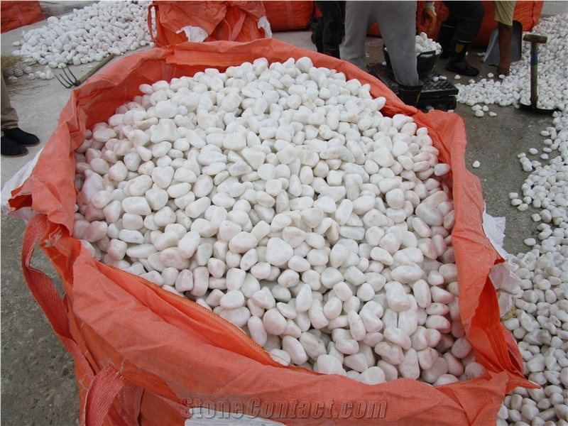 White Pebbles Walkway Pebble Stone River Polish