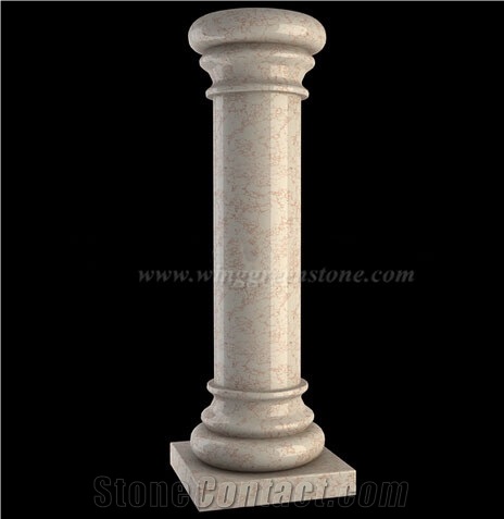 Beige Marble with Red Vein Decorative Column
