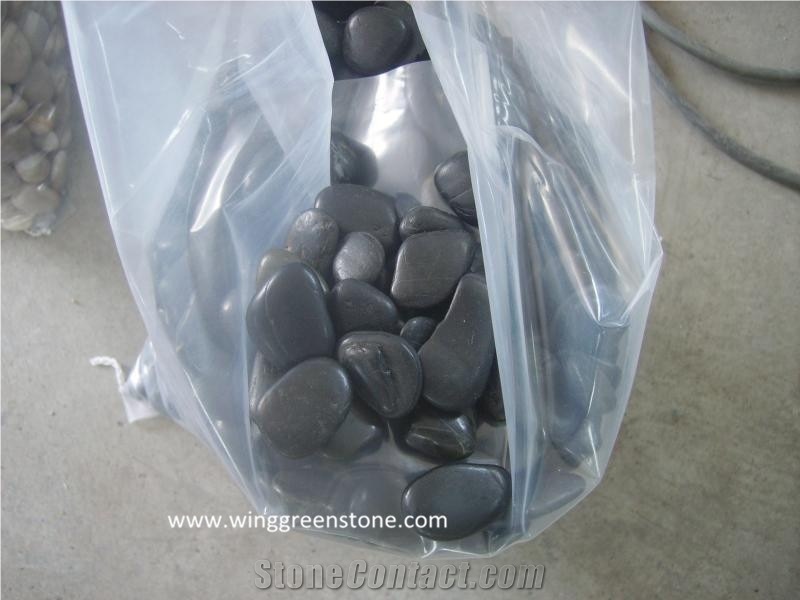 Black Polished, Honed Pebble Stones,River Stone