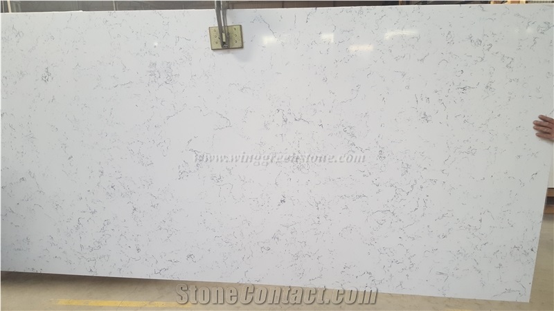 Carrara White Quartz Stone Slabs Tiles for Countertop