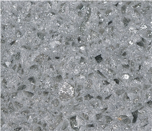 Crystal Shining Light Grey Quartz Slab, Man Made