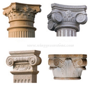 Decorative Stone Roman Column, China Green Granite