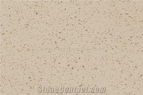 Glaze Gold Quartz Slabs Beige Artificial Stone