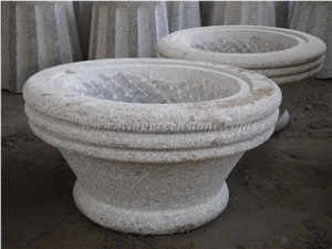 Granite Flower Pot,Light Grey ,Yellow, Winggreen
