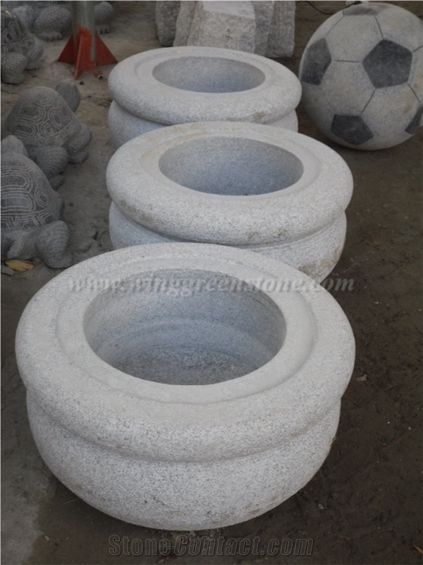 Granite Flower Pot,Light Grey ,Yellow, Winggreen