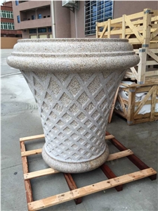 Granite Flower Pot,Light Grey ,Yellow, Winggreen