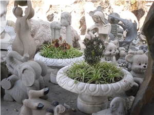 Granite Flower Pot,Light Grey ,Yellow, Winggreen