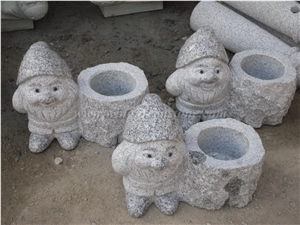 Granite Flower Pot,Light Grey ,Yellow, Winggreen