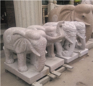 Granite Stone Elephant Sculpture, Garden Use