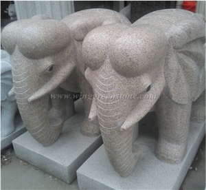 Granite Stone Elephant Sculpture, Garden Use
