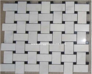 Hexagon/Rectangular Mosaic White Marble Tile