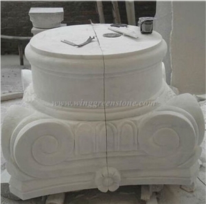 Ionic Column Beige Marble Hand Carved Column Tops