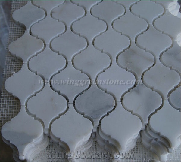 Lantern Shape White Marble Mosaic Tiles