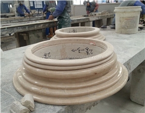Marble Column Base, Beige Marble Stone Pillar Base