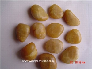Pebble Stone, River Stone, Yellow Pebble Polished