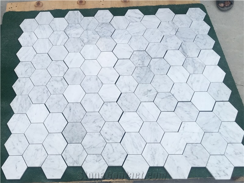 Bianco Carrara White Marble Hexagon Mosaic