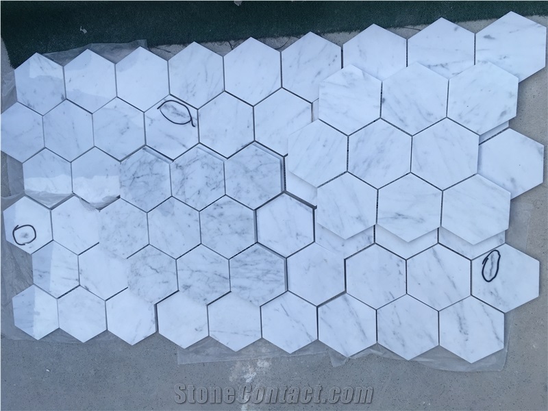 Bianco Carrara White Marble Hexagon Mosaic