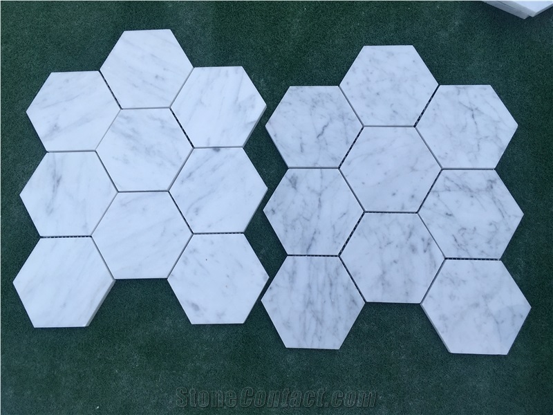 Bianco Carrara White Marble Hexagon Mosaic