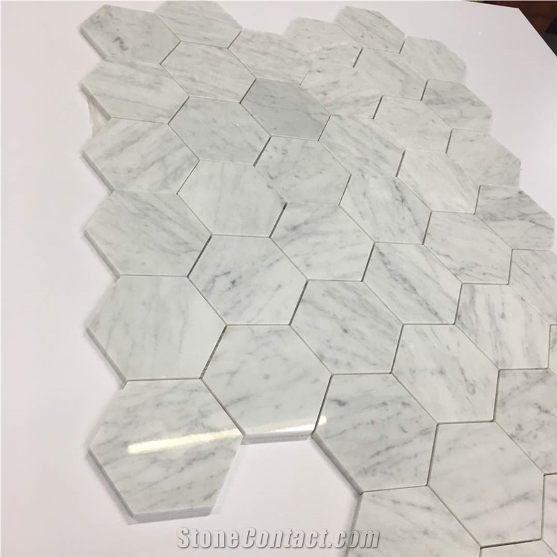 Bianco Carrara White Marble Hexagon Mosaic