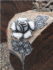 Aurora Granite Upright Rose Carving Headstone