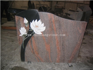 White Lotus Romantic Pink Granite Headstone White Lotus Romantic Pink Granite Headstone